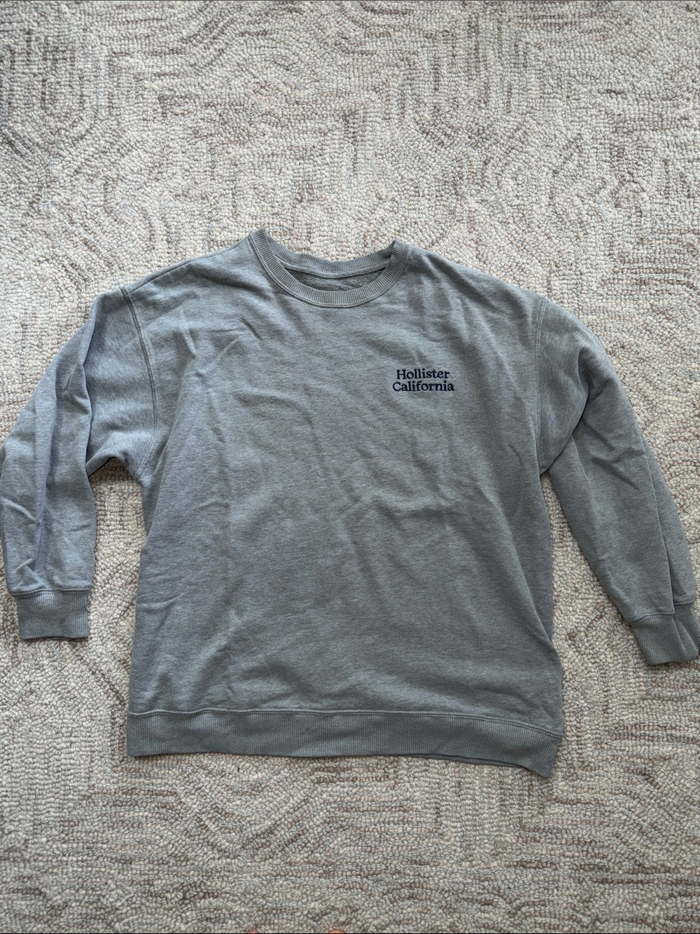 Hollister Gray Crewneck Sweatshirt with Chest Logo